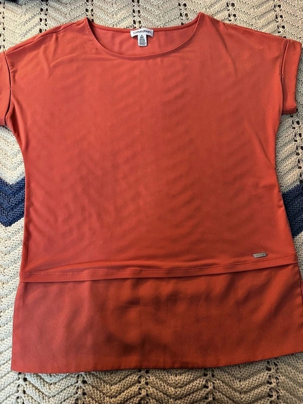 Calvin Klein Short Sleeve Top in Orange Size Small Like New